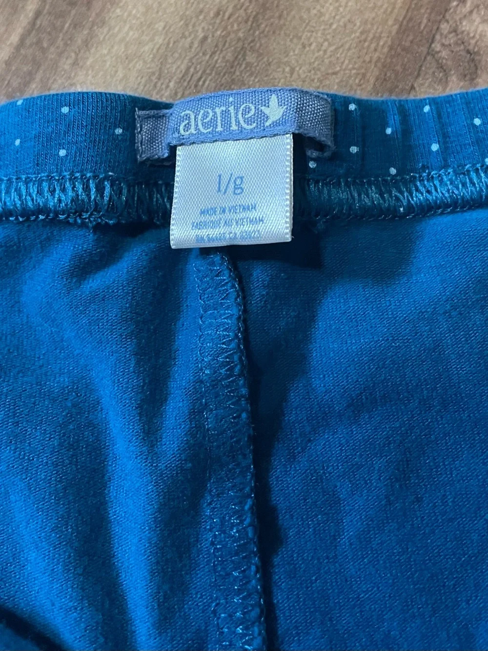 Y2K 00s Aerie Blue Pindot Pajama Set Tank Top & Boyshorts Size L/XL - Picture 9 of 10